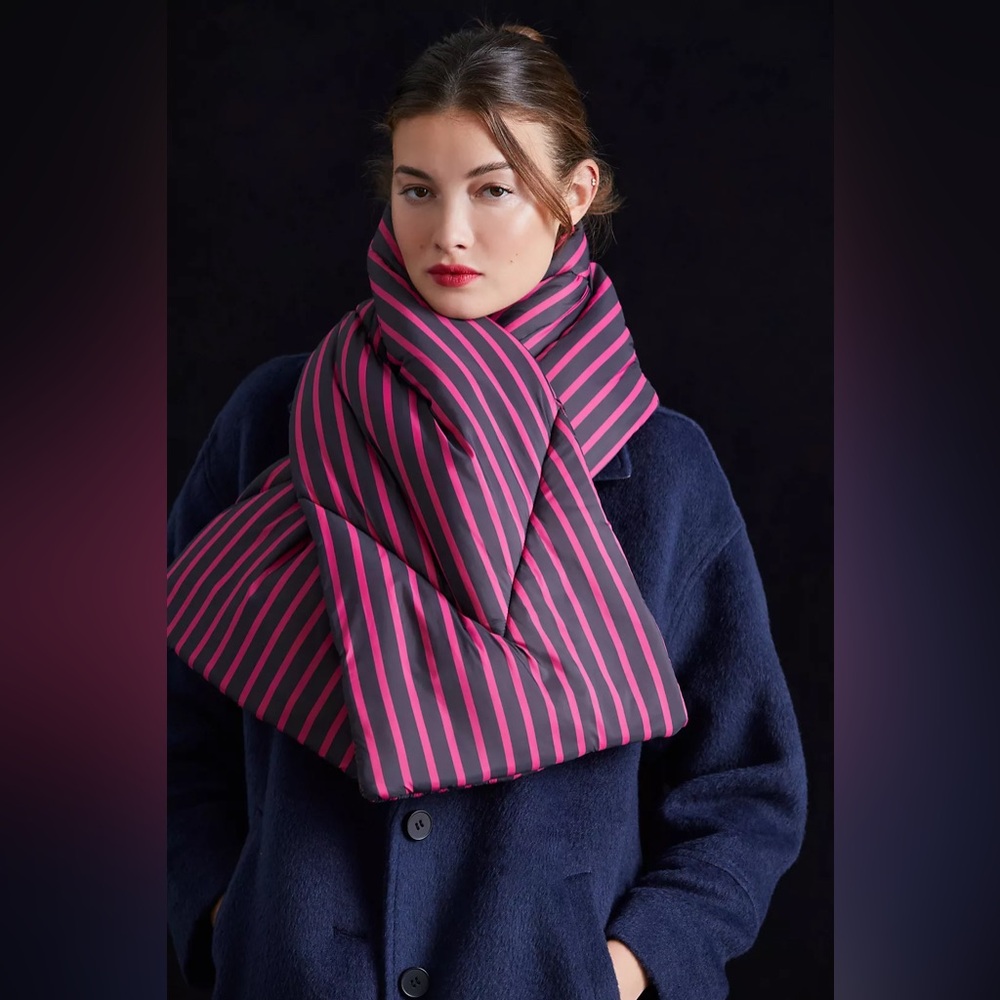 Anthropologie Maeve Striped Puffer Scarf